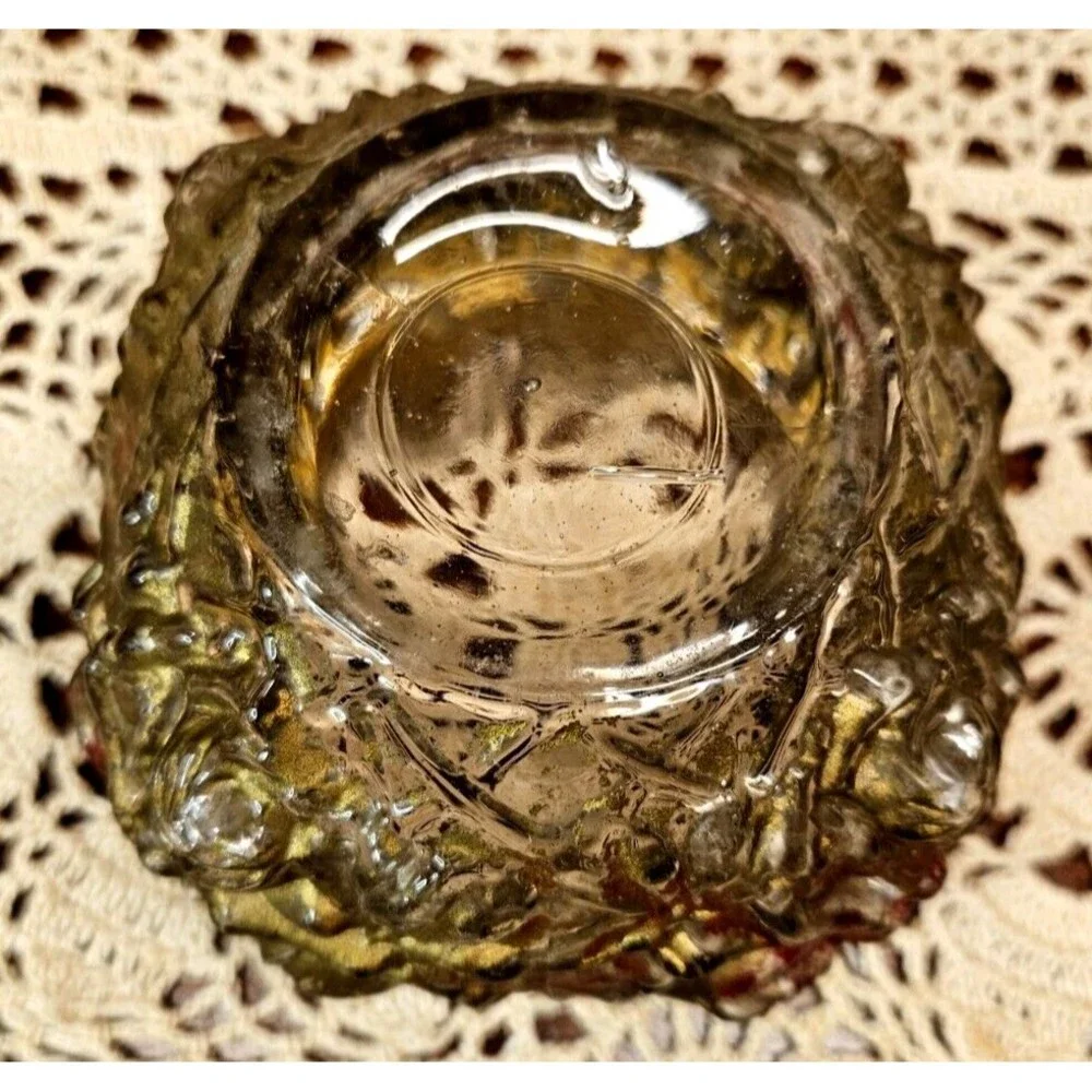 Antique Goofus Glass Victorian Rose Red Gold Vanity Decor Powder Jar Box